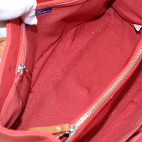 BURBERRY Blue Label Hand Bag Canvas Leather Orange Brown Auth ti2027 - Picture 11 of 16